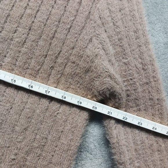 🍑PINK ROSE Women Sweater Fuzzy Cardigan Pullover Fall Solid Taupe Casual XS(0-2 - Picture 11 of 16